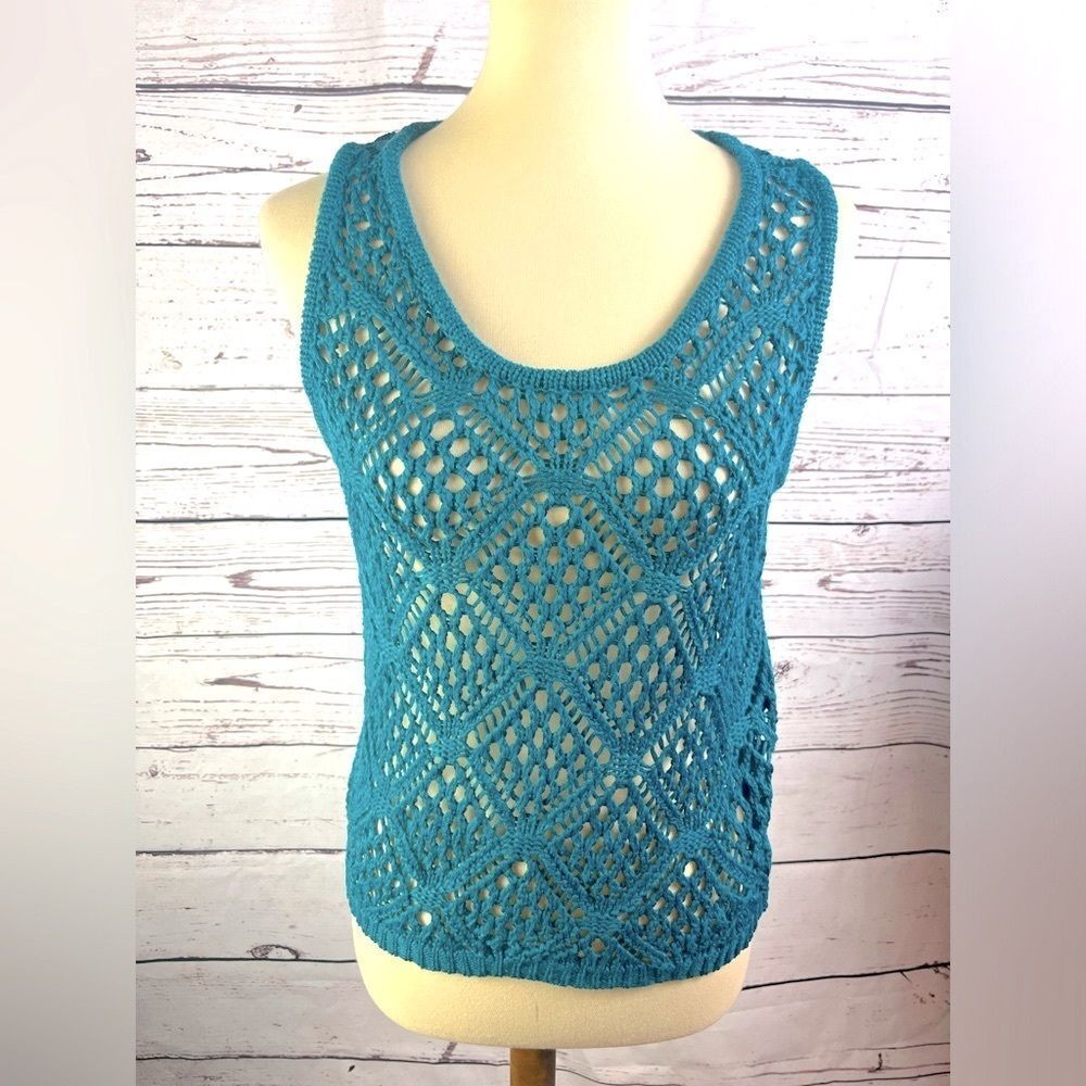 ⭐️5FOR$25⭐️ Women’s Teal Sweater Open Knit Tank Blouse